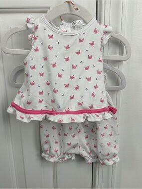 Kissy Kissy White & Pink Crab Print Baby Matching Set